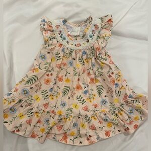 Iris & Ivy Baby Pink Flower Bee Print Smocked Flutter Sleeve Dress 18 month